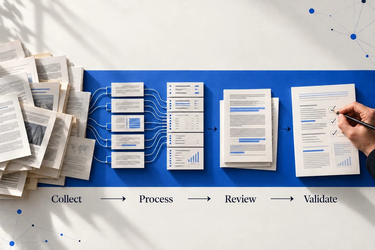 Corlytics regulatory data illustration showing source collection, data processing, content review and human validation.